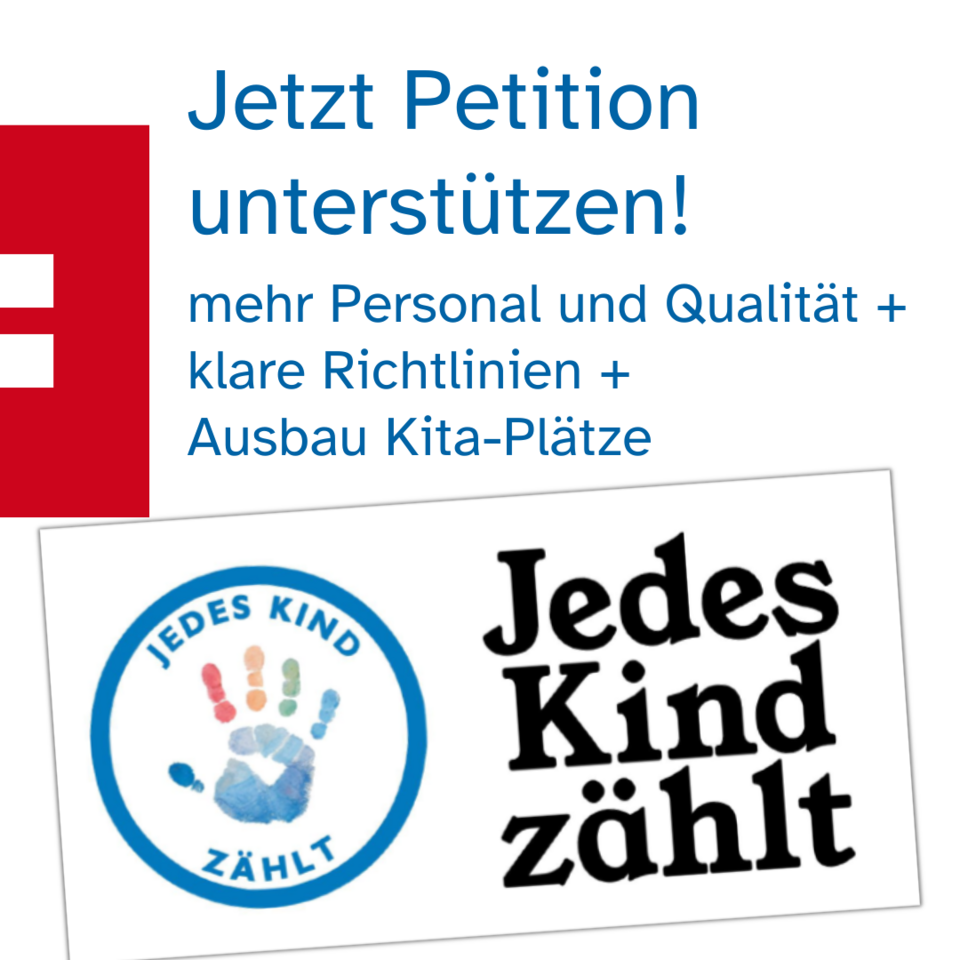 Aufruf "Jetzt Petition unterstützen" Jedes Kind zählt
